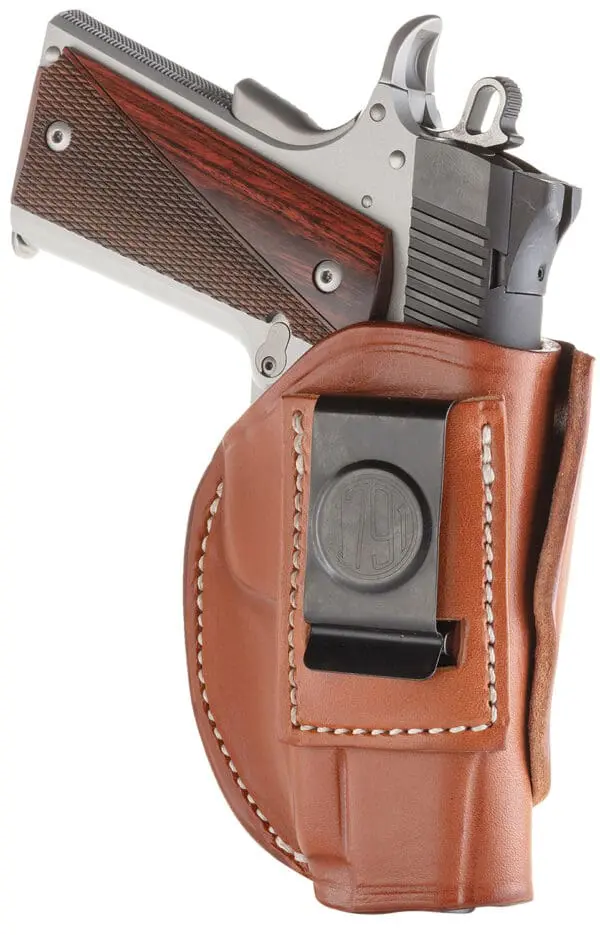 1791 Gunleather 4WH1CBRR 4-Way  IWB/OWB 01 Classic Brown Leather Belt Clip Fits 3-4" Barrel 1911