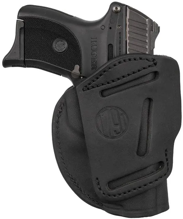 1791 Gunleather 4WH1SBLL 4-Way  IWB/OWB 01 Stealth Black Leather Belt Clip Fits 3-4" Barrel 1911 Left Hand