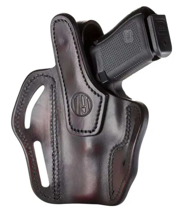 1791 Gunleather BHX3SBRR BHX  OWB Size 03 Signature Brown Leather Belt Slide Compatible w/Glock 17/S&W M&P Shield/Sig P228 Right Hand