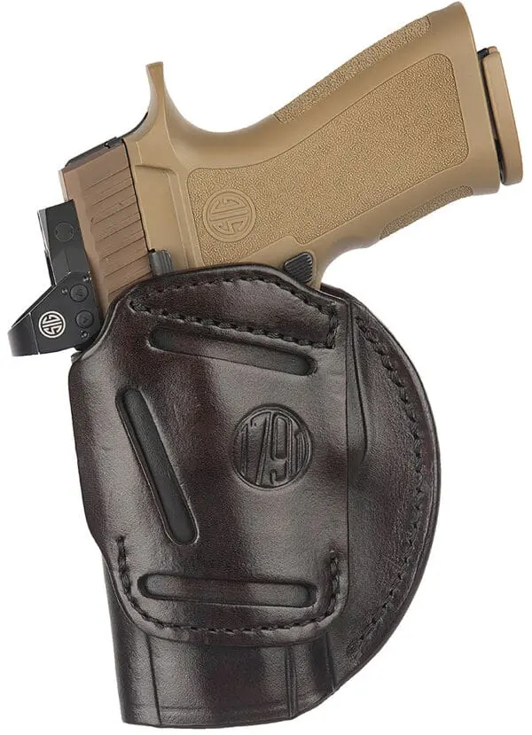 1791 Gunleather 4WH6SBRR 4-Way  IWB/OWB Size 06 Signature Brown Leather Belt Clip Compatible w/ Glock 21/Sig P225 Right Hand