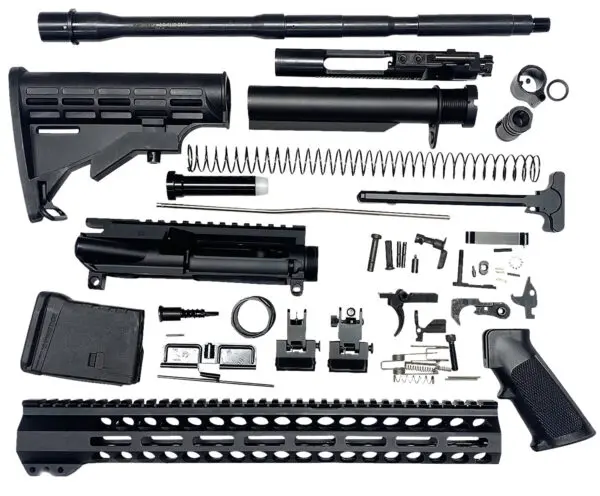 Bowden Tactical J27113 AR Rifle Build Kit  Complete, 13" M-Lok Handguard, Mil-Spec Parts, Flip Up Sights