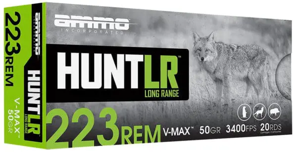 Ammo Inc 223050VMXA20 Hunt Long Range 223Rem 50gr V-Max 20 Per Box/10 Case