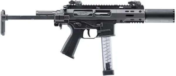 B&T Firearms 500003SDTB SPC9 SD 9mm Luger 33+1 4.50" with RBS Suppressor, Black, Tele Brace Adapter, Polymer Grip (OEM Mag)