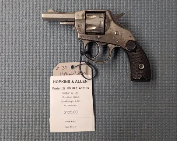 HOPKINS & ALLEN XL DOUBLE ACTION 2.25 inch barrel 22 CAL # 03239