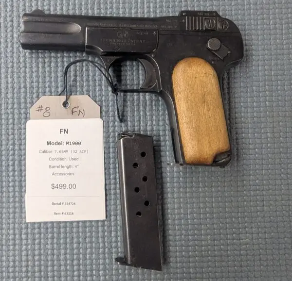 FN M1900 4 inch barrel 7.65MM (32 ACP) # 03216