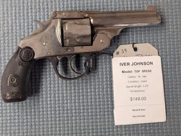 IVER JOHNSON TOP BREAK 3.25 inch barrel 38 S&W # 03206