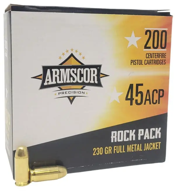 Armscor 50093 Precision Rock Pack 45ACP 230gr Full Metal Jacket 200 Per Box/4 Case