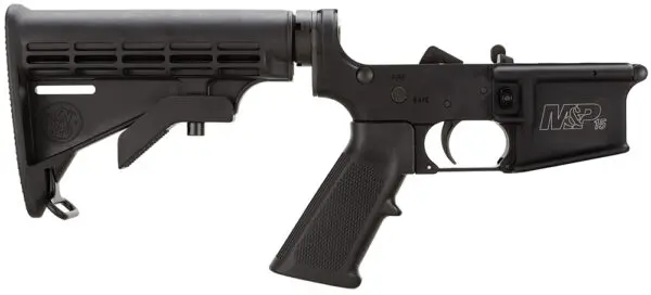 Smith & Wesson 812002 Assembled Lower Receiver  5.56x45mm NATO 7075-T6 Aluminum Black Receiver, Black Synthetic Collapsible Stock Pistol Grip for S&W M&P15