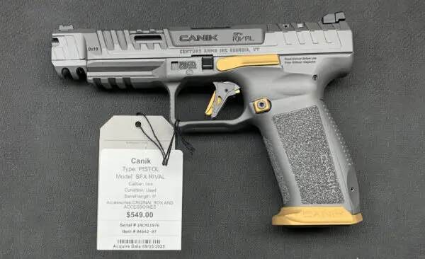 CANIK SFX RIVAL 5" 9MM SILVER #04642-07