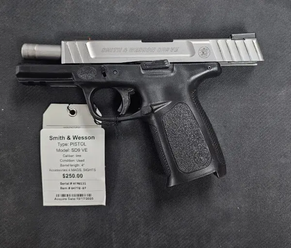 Smith & Wesson SD9 VE 9MM 4" #04778-07