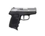 SCCY DVG-1 9mm pistol with silver stainless slide and black polymer frame, 3.1 inch barrel