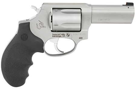 Taurus 260539NS Defender 605 SA/DA 38 Special +P or 357 Mag 5 Shot 3" Barrel, Overall Matte Finish Stainless Steel, Finger Grooved Black Hogue Rubber Grip, Night Front Sight