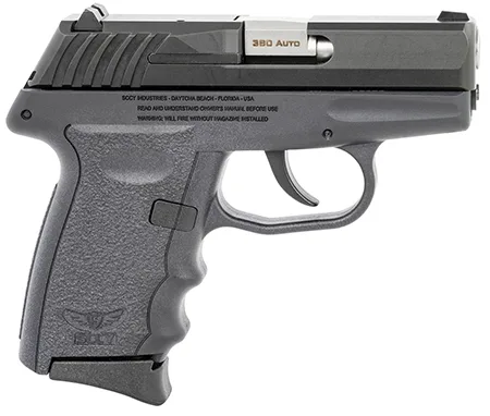 SCCY CPX-3 380 Auto compact handgun with 2.96 inch barrel, black finish