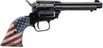 Heritage Mfg RR22B4USFLAG Rough Rider  22 LR 6 Shot, 4.75" Black Oxide Steel Barrel, Black Oxide Zinc Alloy Frame, Black Oxide Cylinder, US Flag Grip Manual Safety, Exposed Hammer