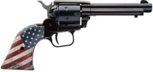 Heritage Mfg RR22B4USFLAG Rough Rider  22 LR 6 Shot, 4.75" Black Oxide Steel Barrel, Black Oxide Zinc Alloy Frame, Black Oxide Cylinder, US Flag Grip Manual Safety, Exposed Hammer