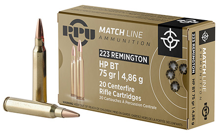 PPU PPM2232 Match 223Rem 75gr Hollow Point Boat Tail 20 Per Box/50 Case