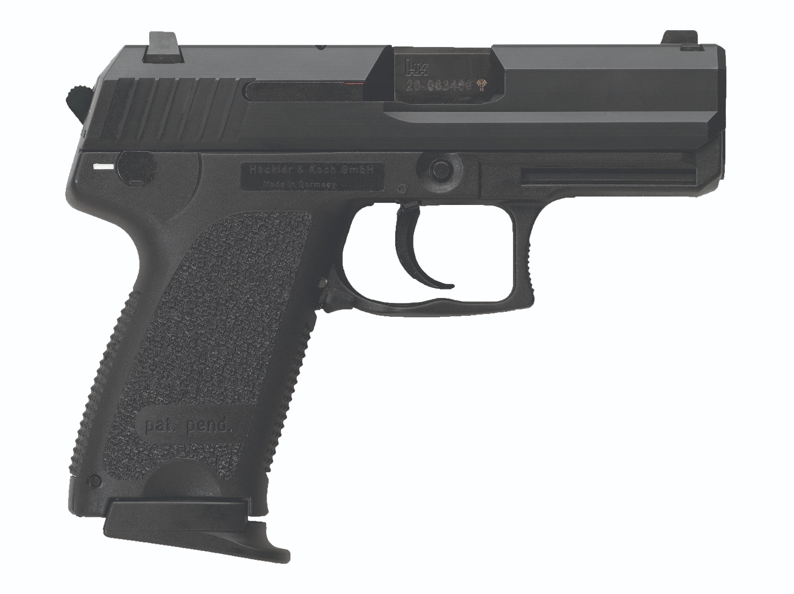 Heckler & Koch USP45C V1 Compact .45 ACP pistol with black polymer frame and fixed sights
