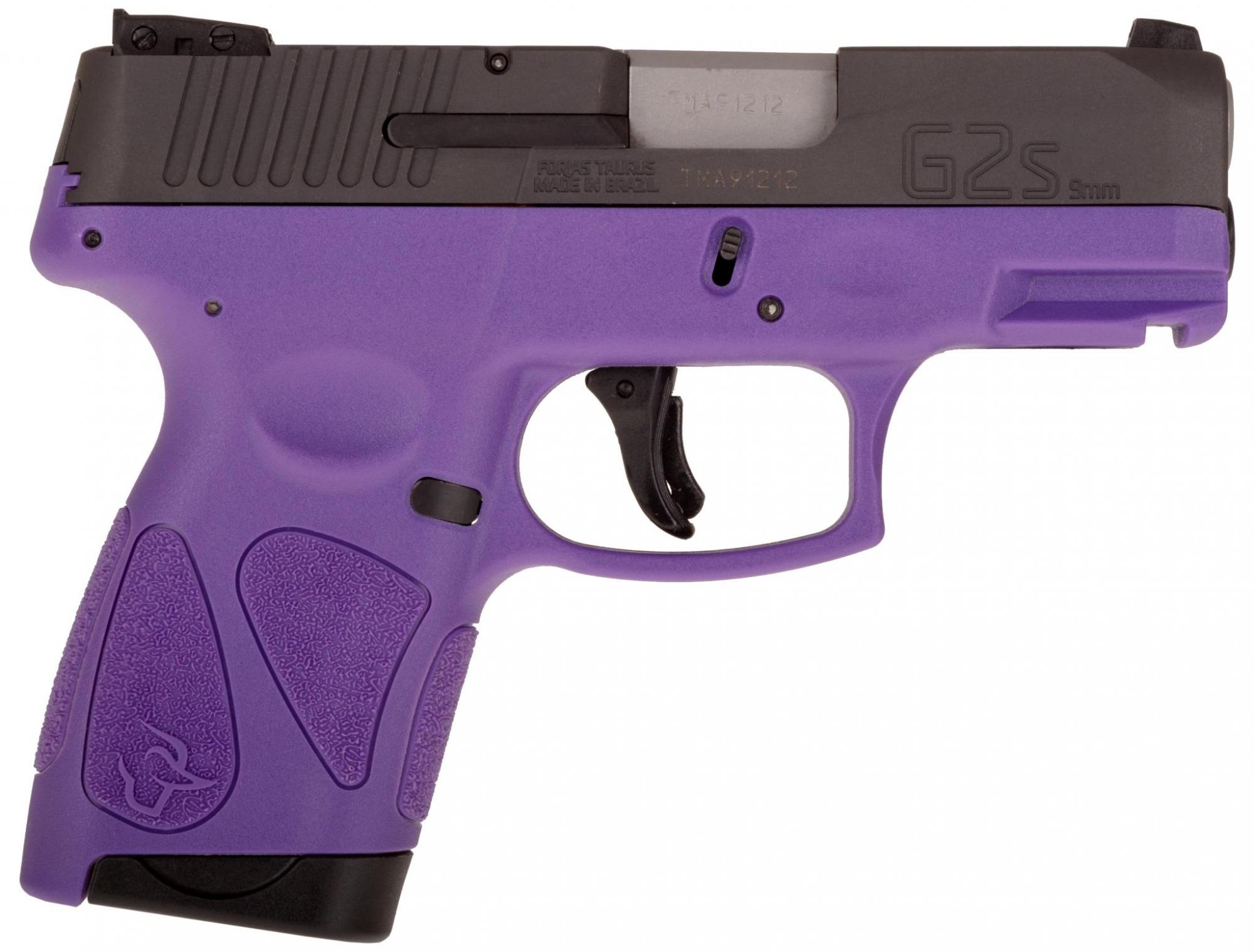 Taurus G2S compact 9mm pistol dark purple frame matte black serrated slide two 7-round magazines