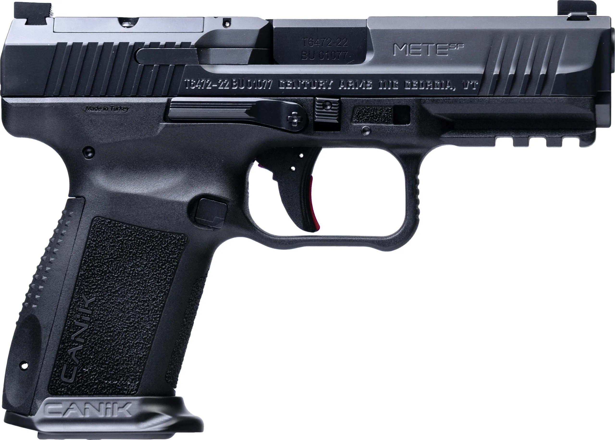 Canik METE SF 9mm black pistol with optics-ready slide and two 15-round magazines