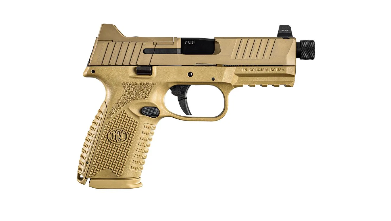 FN 509M Midsize Tactical 9mm 4.5in threaded barrel Flat Dark Earth optics-ready pistol