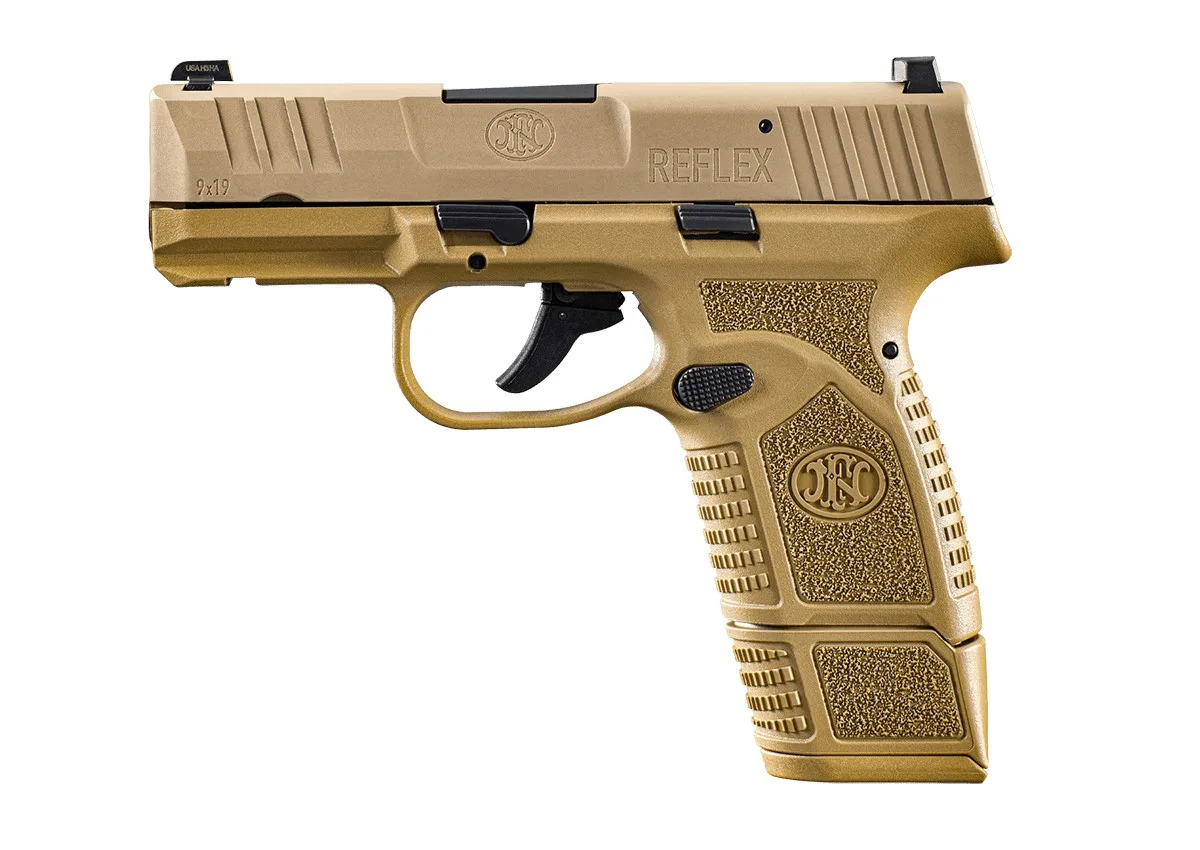 FN Reflex 9mm 3.3in micro-compact pistol Flat Dark Earth side view