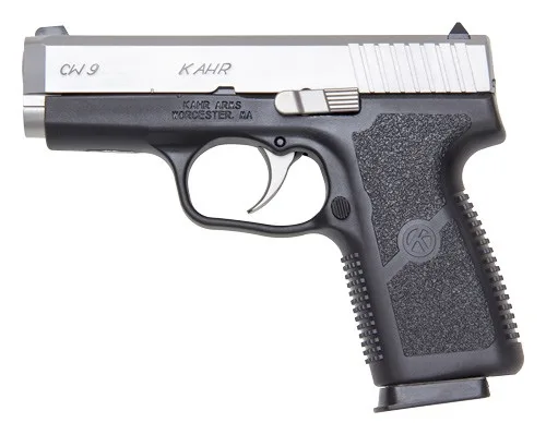 Kahr CW9 9mm pistol two-tone matte stainless slide and black polymer frame with night sights
