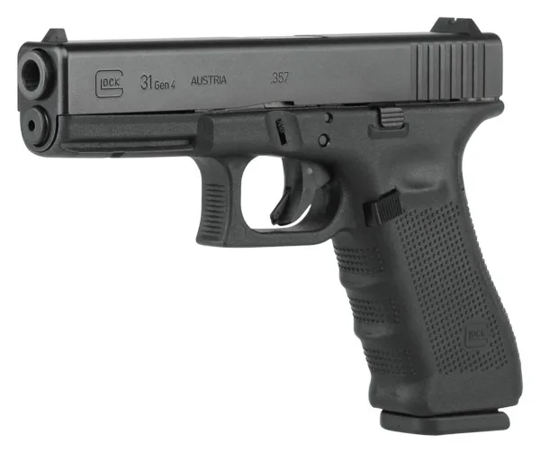 Glock G31 Gen4 .357 SIG black polymer pistol with three 15-round magazines