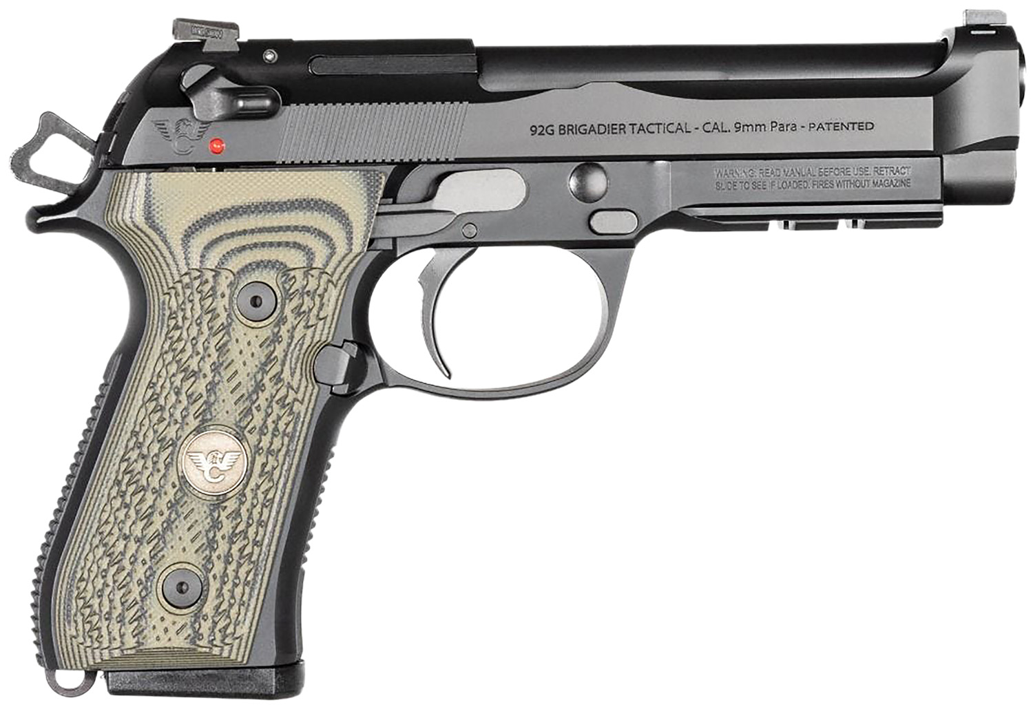 Wilson Combat BER92BRIG9 92G Brigadier Tactical 9mm handgun with Dirty Olive G10 grips