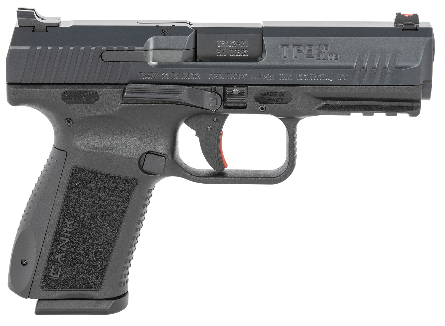 Canik TP9SF Elite 9mm pistol 4.19in black Cerakote with fiber optic sight