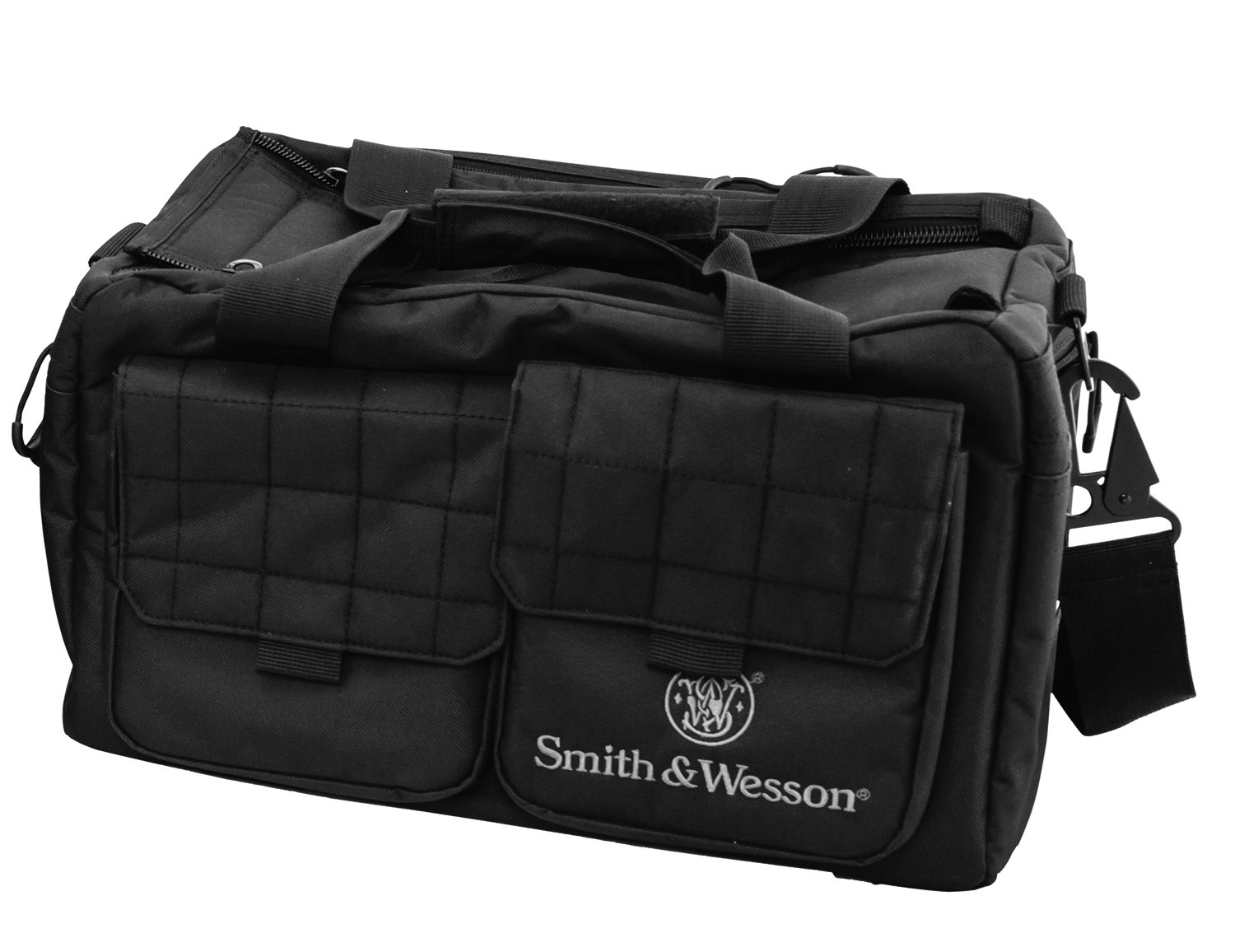 M&P Accessories 110013 Recruit Black Nylon Two Interior Pockets & Magazine Pouches Large Exterior Pockets Rubber Foot Skids Includes Padded Carrying Strap