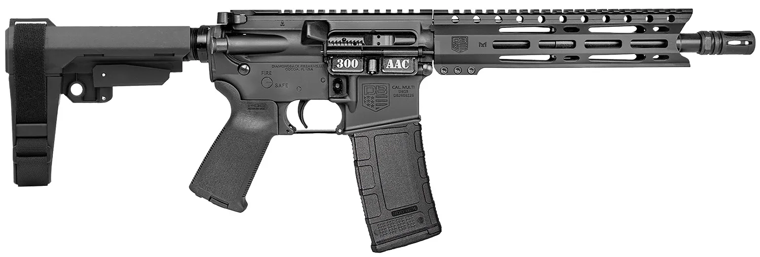 Diamondback DB1916B001 DB15 300 AAC 30+1 10" Black Hard Coat Anodized Heavy Barrel 9" M-LOK Handguard 7075-T6 Aluminum SBA3 Brace Magpul MOE Grip