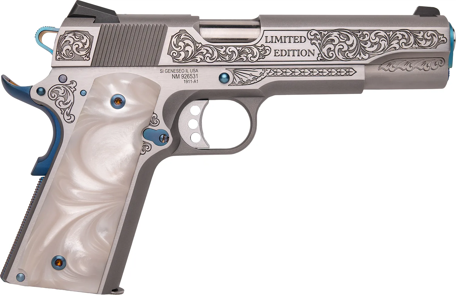 CNC FIREARMS CNCTXBBQ SPG 1911 .45 ACP Texas BBQ limited edition pistol, stainless frame, engraved slide