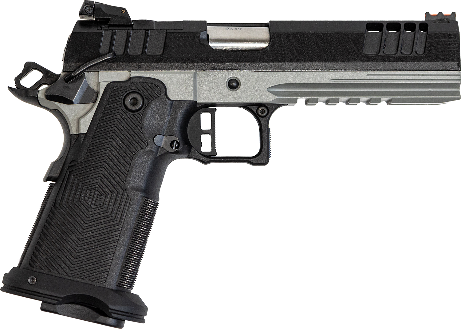 Great Lakes 1911DS Synergy 9mm 5in Bull Shark Cerakote pistol with optic-cut slide
