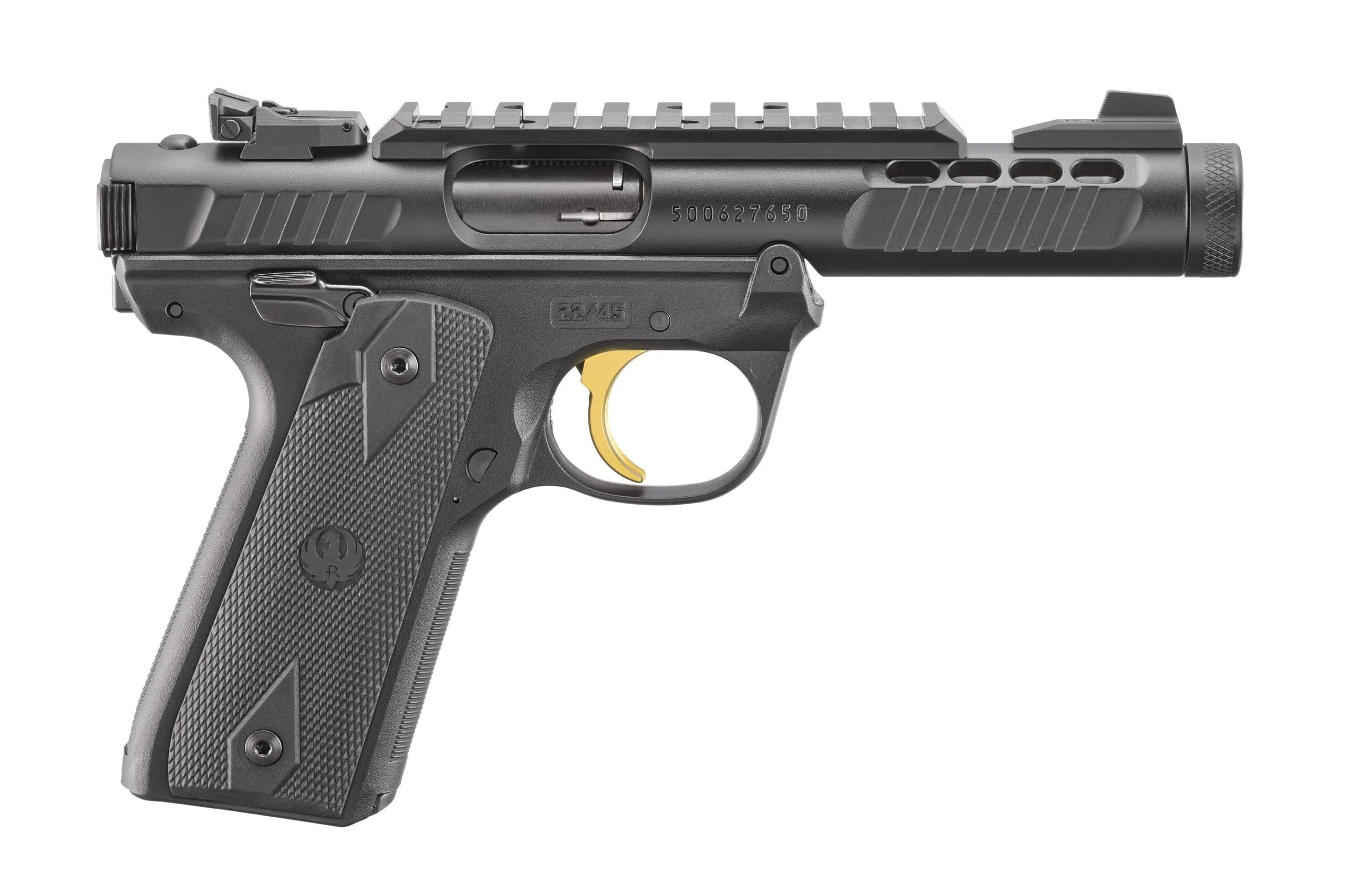 Ruger Mark IV 22/45 Lite .22 LR pistol with 4.4-inch threaded barrel and black finish