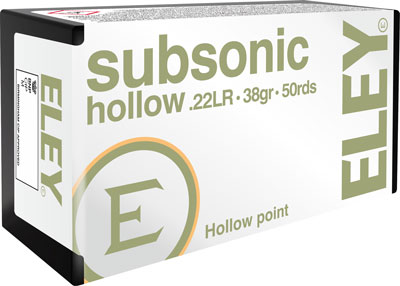 ELEY SUBSONIC 22LR 38GR HP - 50RD 100BX/CS