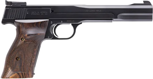 Smith & Wesson Model 41 .22 LR 7-inch blued pistol with wood target grips
