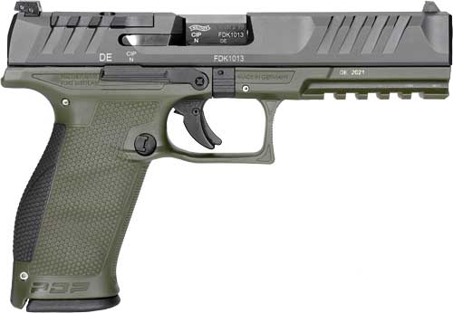 Walther PDP Full Size 9mm 4.5in optics-ready handgun two-tone green frame black slide