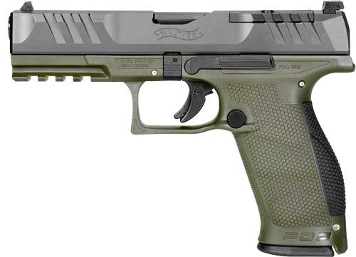 Walther PDP Full Size 9mm 4.5in optics-ready handgun two-tone green frame black slide