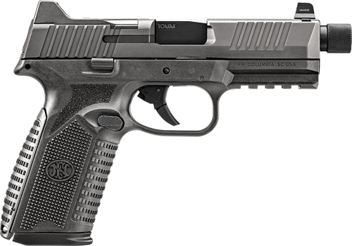 FN 510 Tactical 10mm pistol, gray polymer frame, 4.71-inch threaded barrel, optics-ready slide