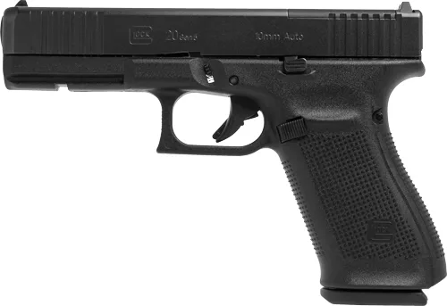 GLOCK 20 Gen5 MOS 10mm pistol with 4.61" barrel and three 15-round magazines, black nDLC finish