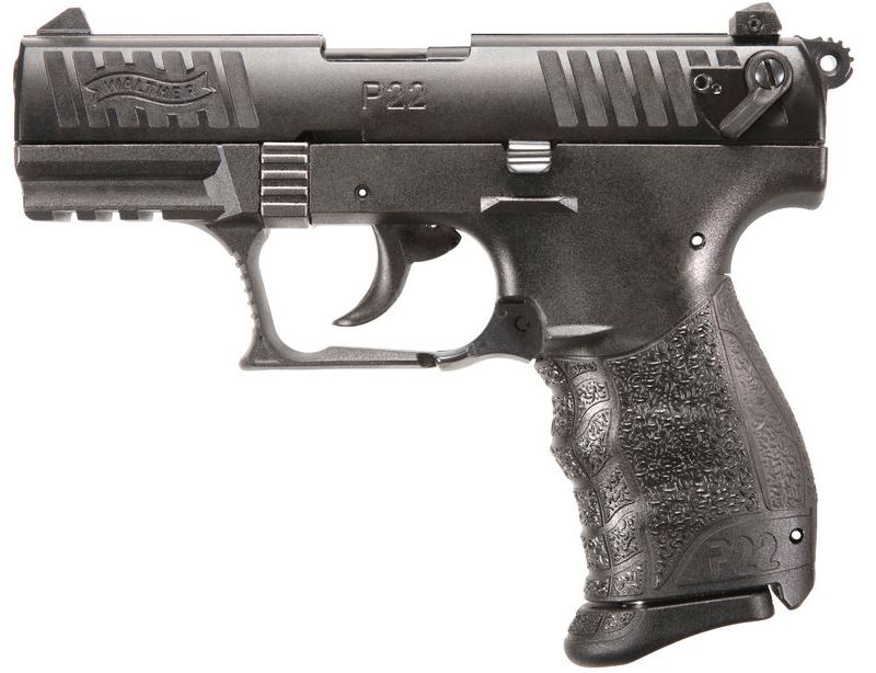 Walther P22Q .22 LR compact pistol with 3.4 inch threaded barrel and black polymer frame