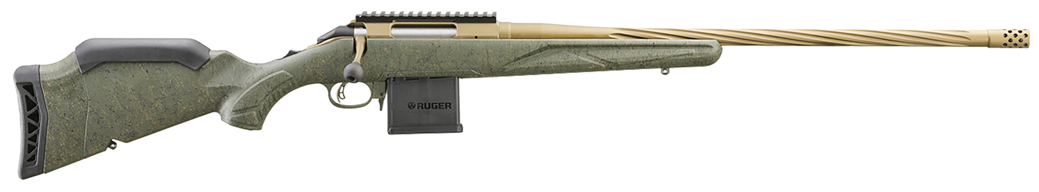 Ruger 46942 American Predator Gen II 6.5 Grendel 10+1 22" Burnt Bronze Cerakote Threaded Barrel, Picatinny Rail Steel Receiver, Green Splatter Adjustable Synthetic Stock