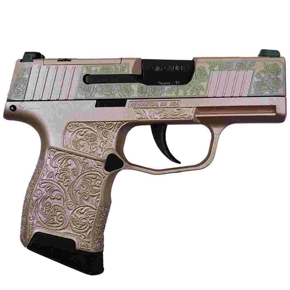 Sig Sauer P365 Guns & Roses Rose Gold 9mm optic-ready handgun with 3.1-inch barrel and X-RAY3 sights