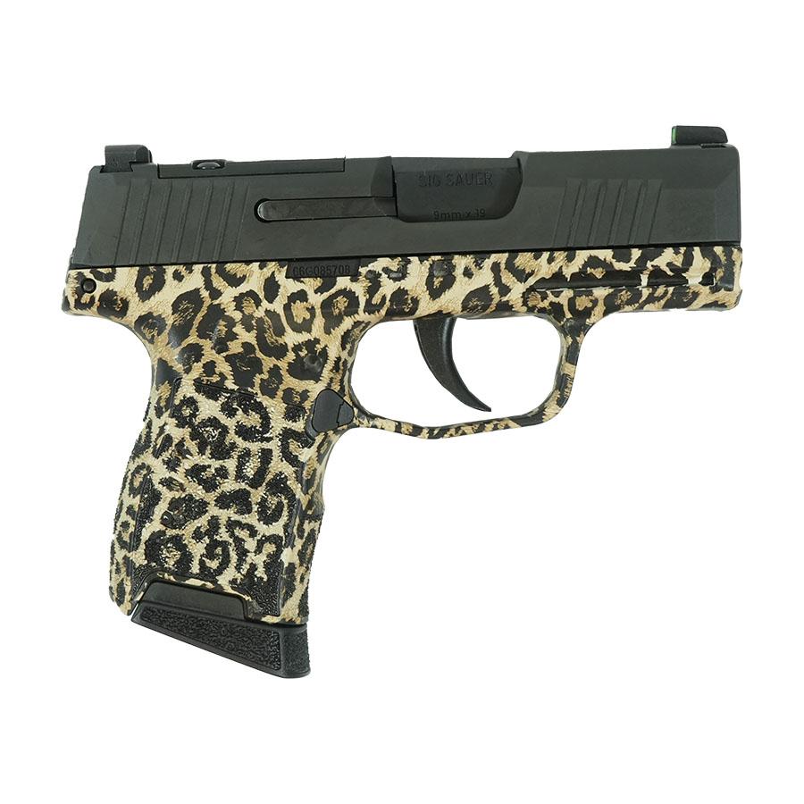Sig Sauer P365 Leopard Print Optic Ready 9mm handgun with 3.1 in barrel and X-RAY3 sights