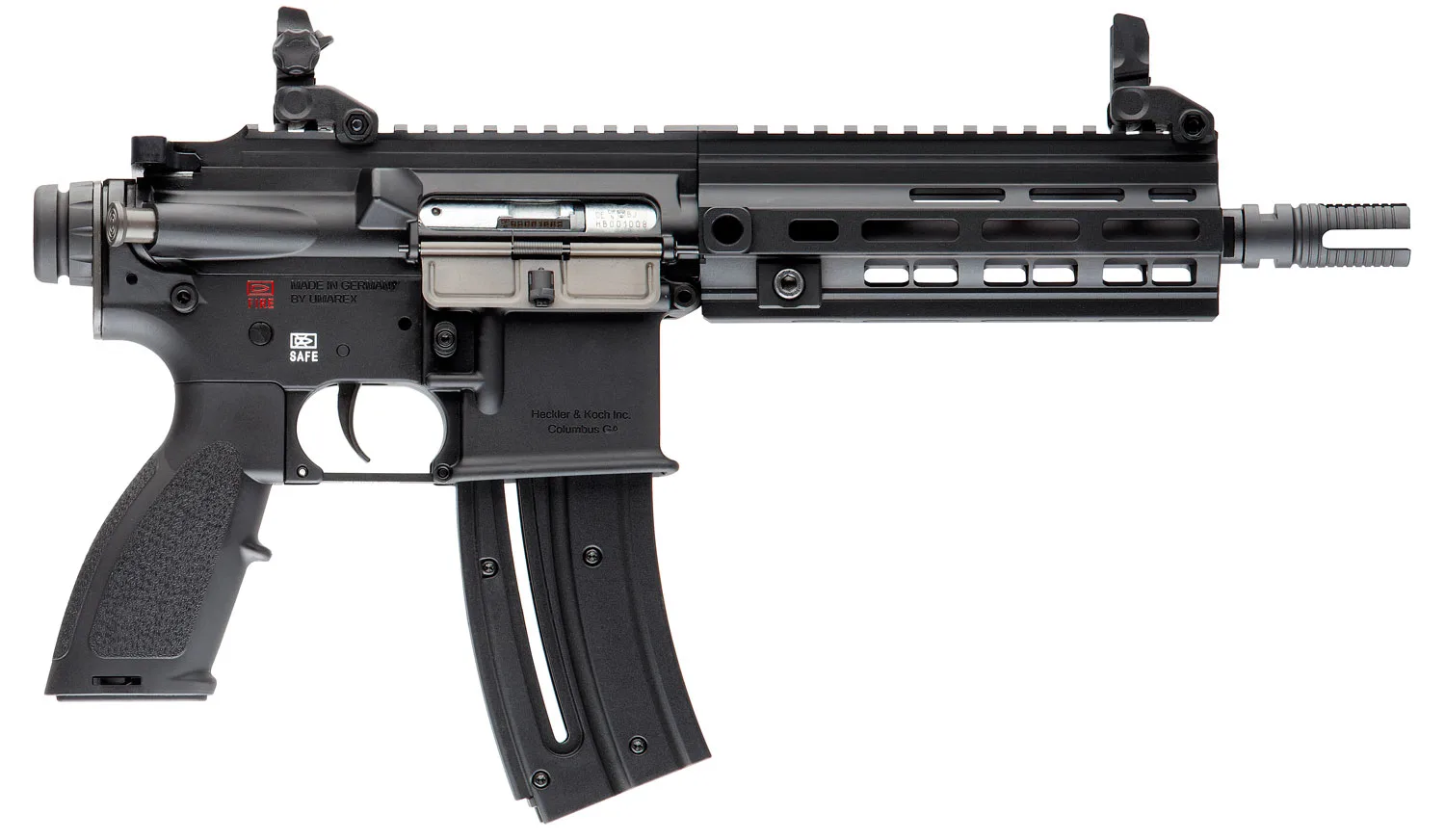 HK 81000404 416 22 LR 10+1 8.50" Black Steel Threaded Barrel, Black Aluminum Receiver w/M-LOK & Picatinny Rail, Black Polymer Grip w/Storage Compartment