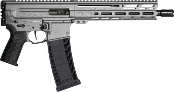 CMMG 94A8041TNG Dissent MK4 9mm Luger 33+1 10.50", Tungsten Gray Rec, Picatinny Brace Adapter, 9.60" M-LOK Handguard, Left Side Charging Handle, Zeroed Linear Comp, Zeroed Drop-In Single Stage Trigger