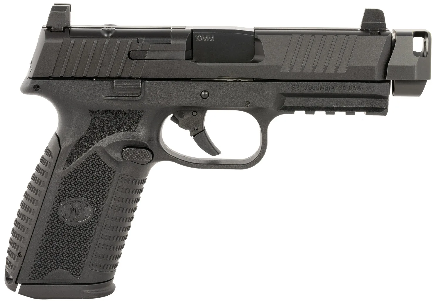FN 510 MRD Comp 10mm pistol in black with two 15-round magazines