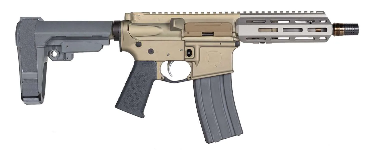 Q SUGAR WEASEL HGA 300 BLACK OUT 7IN BBL 1:5 TWIST PISTOL WITH BRACE GRAY ACCENTS 30RD MAG OR