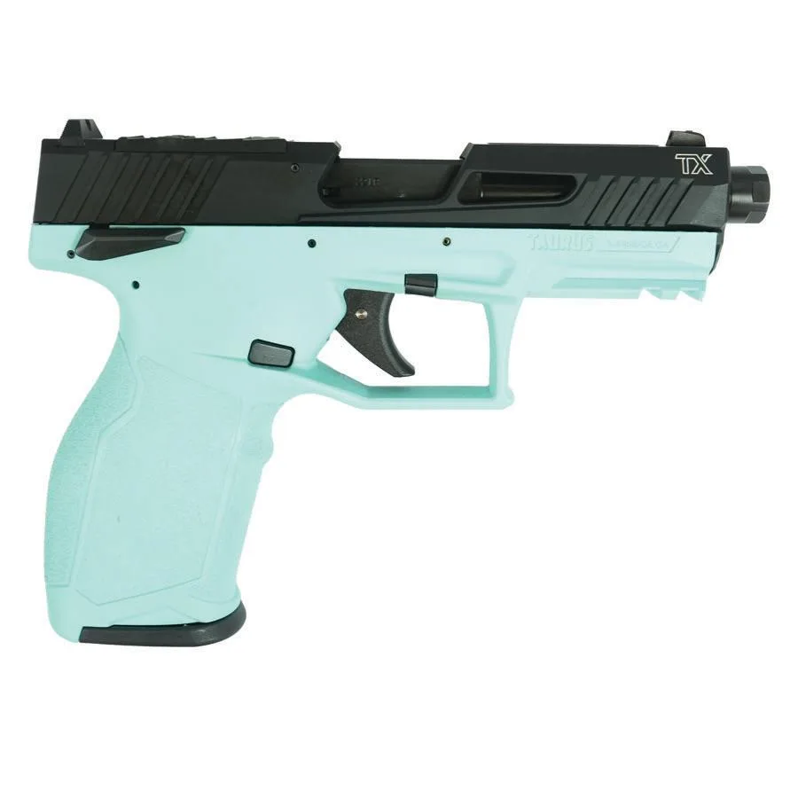 Taurus TX22 T.O.R.O. .22 LR pistol, 4.6 in threaded barrel, cyan frame and black slide