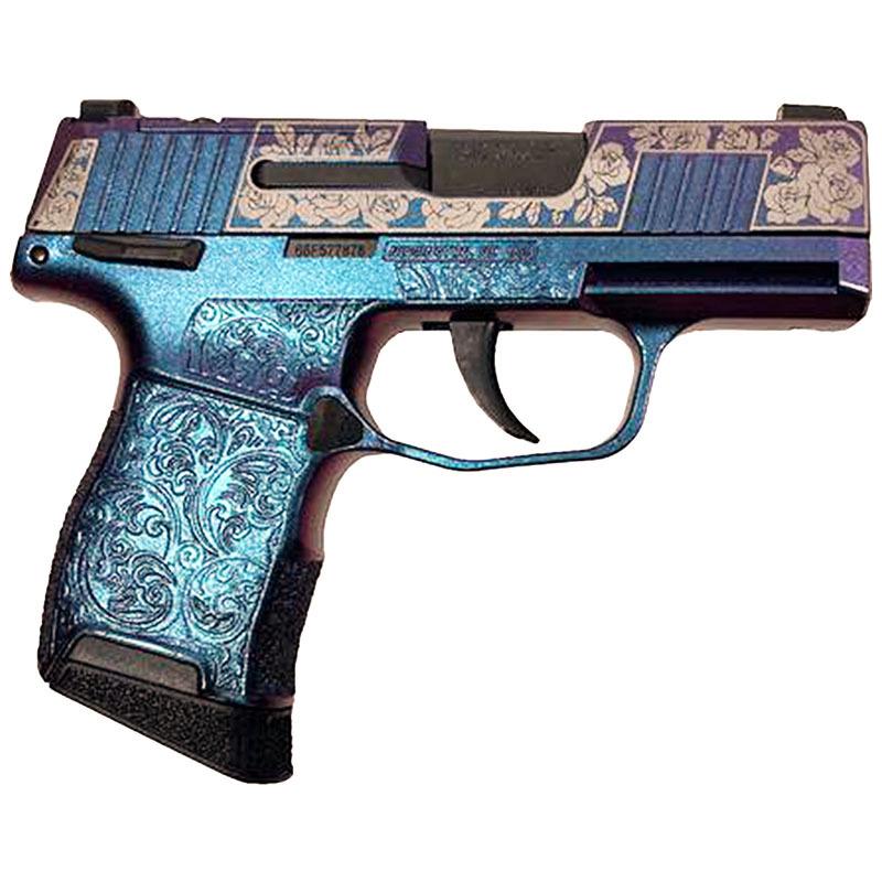 Sig Sauer P365-380 "Guns & Roses" Mongoose Purple .380 handgun right-side view